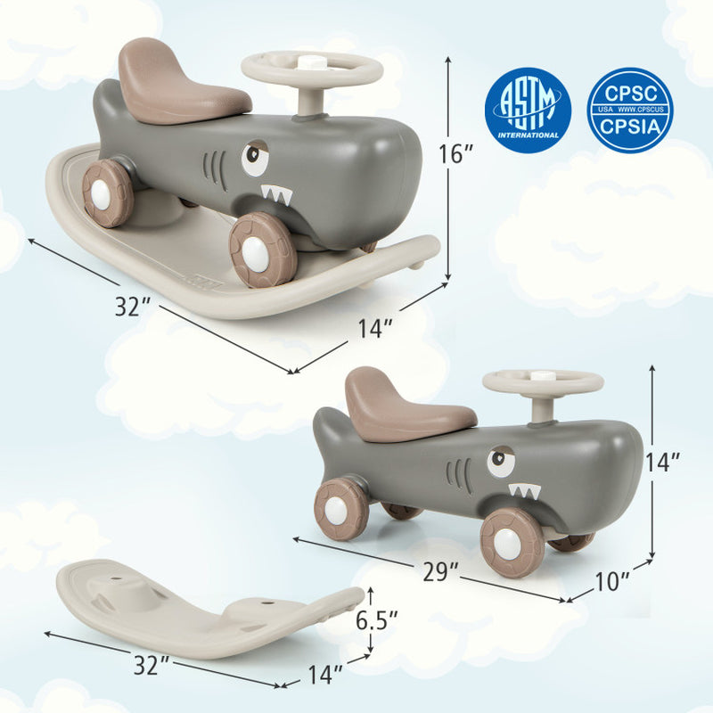 Convertible Rocking Horse and Sliding Car with Detachable Balance Board