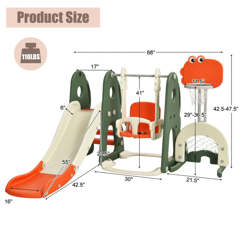 6 in 1 Toddler Slide and Swing Set with Ball Games