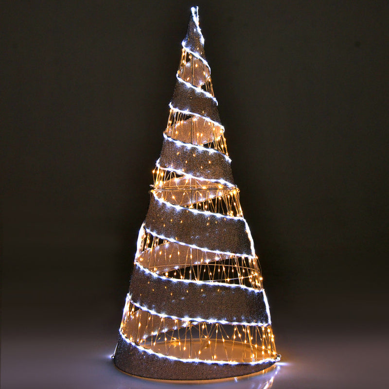 5 Feet Pre-Lit Christmas Cone Tree with 300 Warm White and 250 Cold White LED Lights