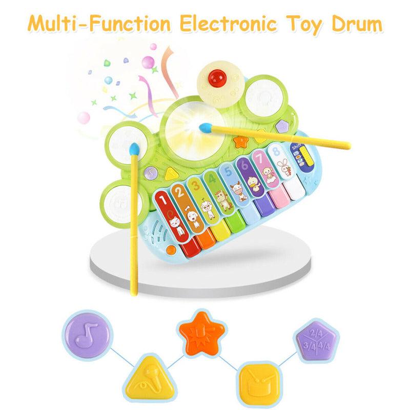 3-In-1 Electronic Piano Xylophone Game Drum Set