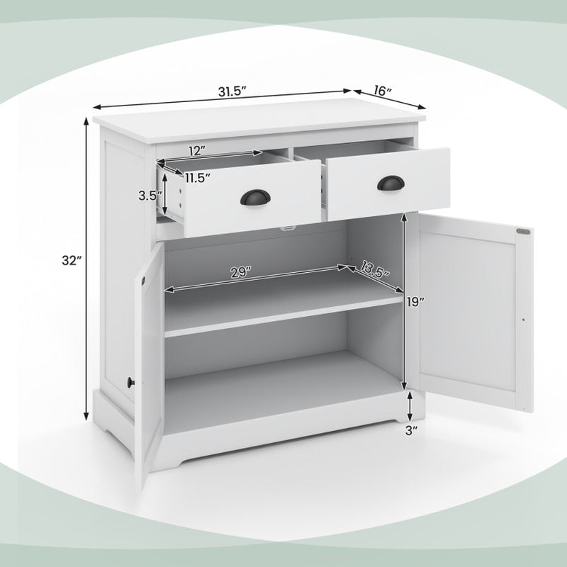 Kitchen Buffet Storage Cabinet with 2 Doors and 2 Storage Drawers