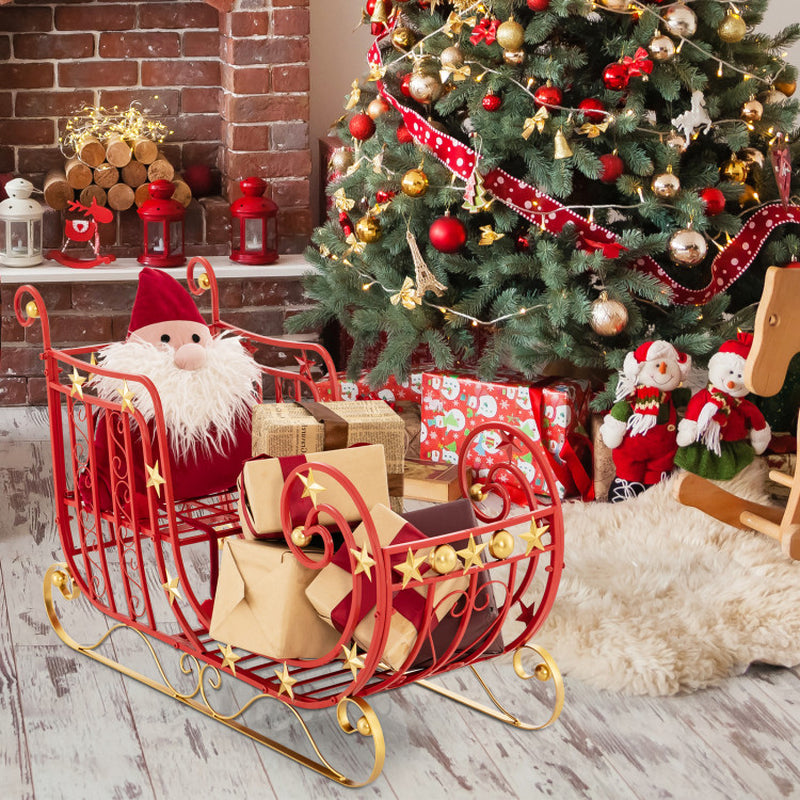 Metal Christmas Santa Sleigh with Large Cargo Area for Gifts