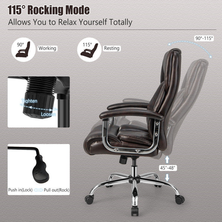 Height Adjustable Big and Tall Office Chair Computer Desk Chair with Metal Base