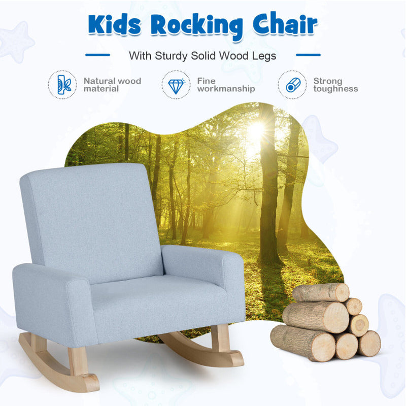 Kids Rocking Chair with Solid Wood Legs