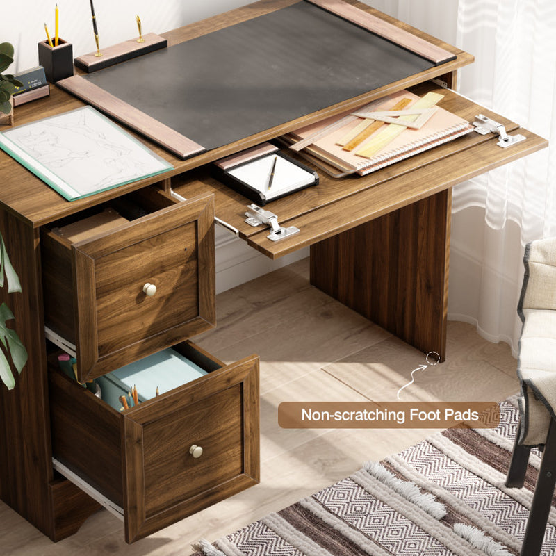 Wooden Computer Desk Workstation with 3 Drawers for Home and Office