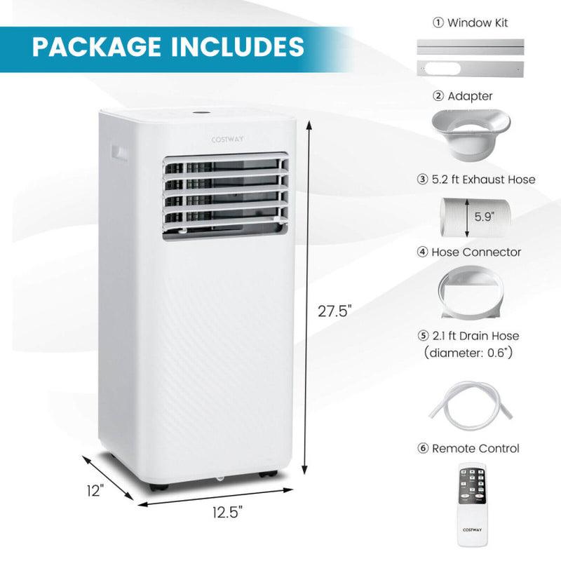 8000 Btu(Ashrae) Portable Air Conditioner Cools 250 Sq.Ft with Timer