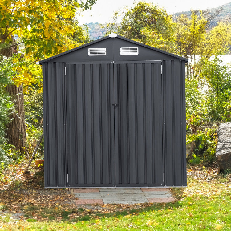6 X 4/10 X 8 Feet Outdoor Galvanized Steel Storage Shed without Floor Base